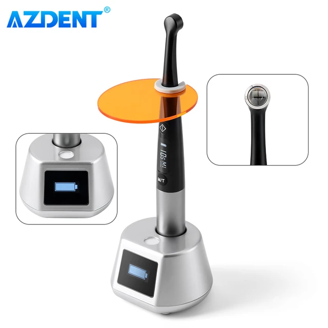 AZDENT Dental Curing Light 3000mW/cm² 1 Sec LED Blue Light Cure Lamp Wireless 7 Modes 10W High Power Dentistry Equipment Tool