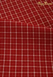 Retro Vintage Red Blue Linen Grid Striped Woven Cotton Fabric for Sewing and Home Décor (Yarn dye Red Plaid)