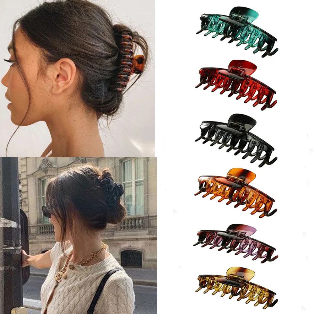hair bows for women Simple Gold Big Metal Hair Claw Hair Crab Korean Geometric Silver Color Hair Clips Hairpin Headband Hair Accessories elastic headbands for women