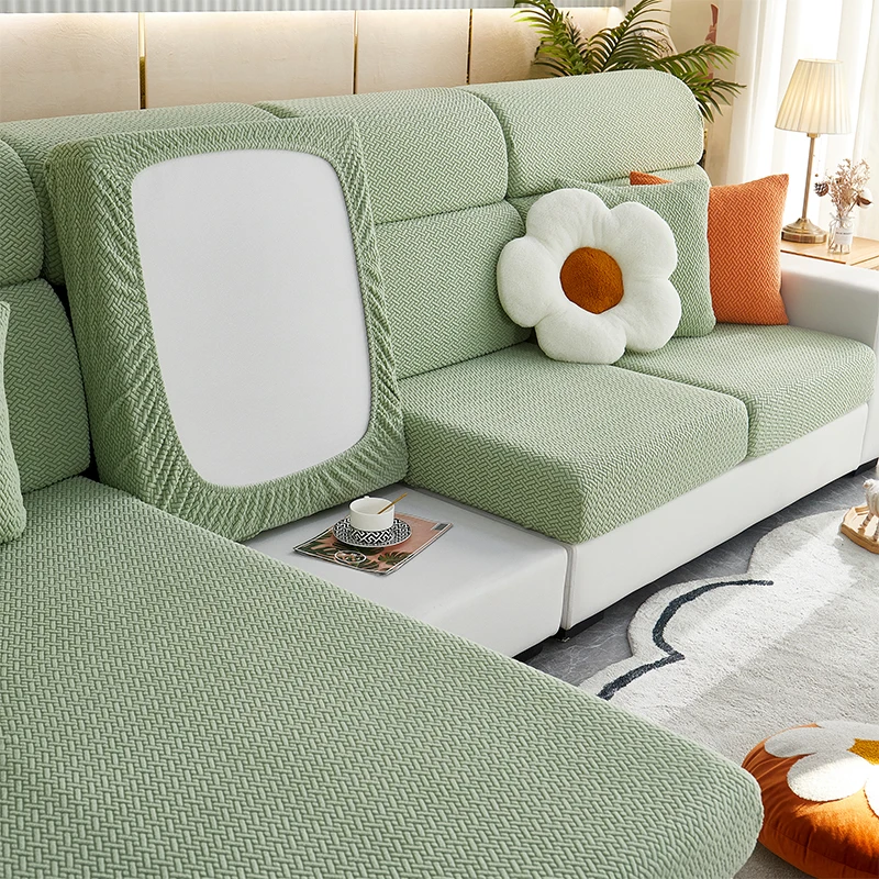 1PC JacquardSofa Cushion Cover Thicken Non-Slip Solid Color Couch Slipcover Suitable For Living Room L-Shape 1/2/3/4-Seater Sofa 2