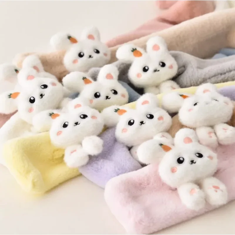 Baby Scarf Boys Girls Winter Scarfs Thick Plush Cross Children's Scarf Baby Bib Cute Cartoon Rabbit Faux Fur Neck Protection