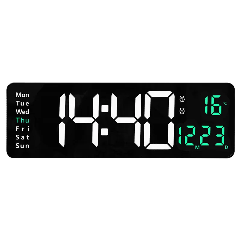 Large Digital Wall Clock Temperature Date Electronic Clock with Backlight Wall-mounted Remote Control Large Display Wall Clock 