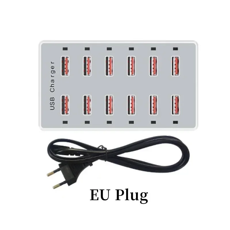 Stazione Di Ricarica USB Caricatore Da Muro USB Da 12 Porte Da 60 W Per Disposivi Multipli Alimentazione Di Ricarica Caricatore USB Hub Blocco Di Ricarica Scrivania - Foto 12