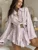 Printed Lace-Up 2 Piece-Set Shorts Outfits Female Lapel Contrast Patchwork Top Cardigan And High Waist Women's Shorts Sets