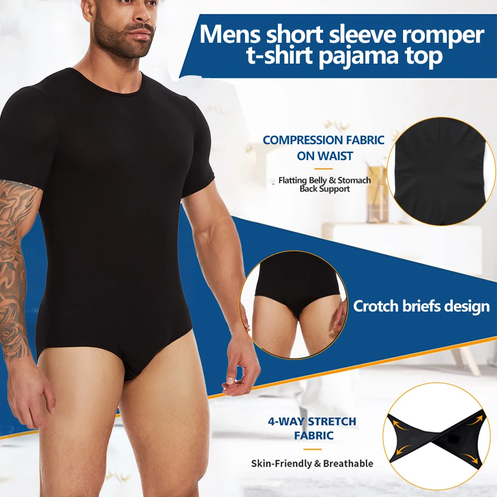 Heren uit één stuk korte mouw druk kruis T-shirt bodysuit romper luier pyjama kopen vanaf een prijs van 12
