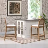 Panama 26.5" Curved Back Cane Rattan Counter Stool, Set of 2, Ivory White Boucle 1