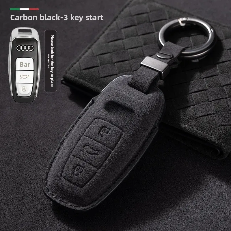 Premium Leather Suede Key Cover for Car Flip Keys - Stylish Auto Accessories Key Holder