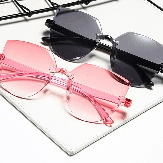 

Fashion Ladies Cat Ear Sunglasses Frameless Jelly Transparent Eyewear All-in-one Ocean Piece Candy Color Streetwear Sunglasses