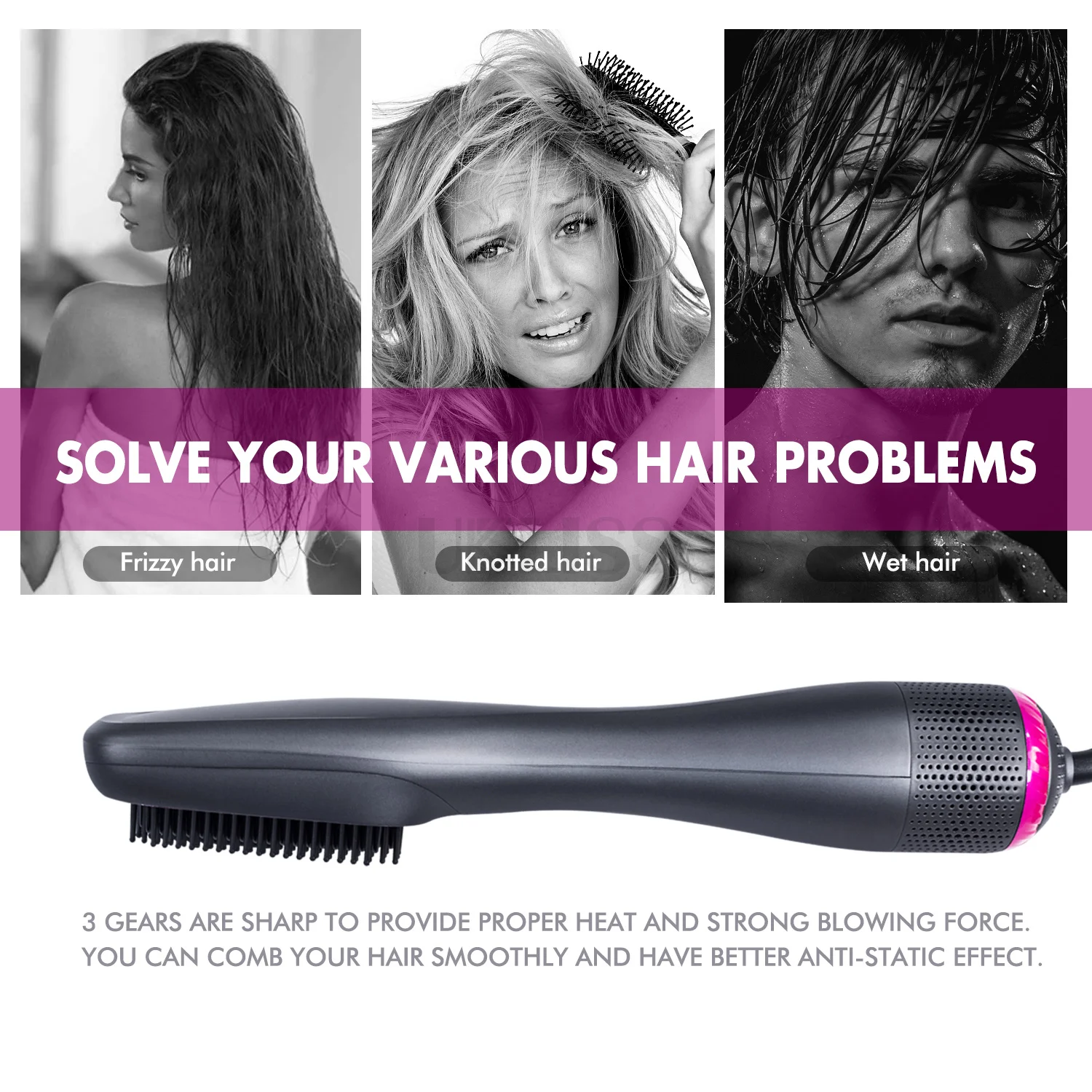 Straightener Hair Comb Heating Comb Hair Straightener Dryer and Straightening Brush Electric Comb Brush One Step Salon Hair 5