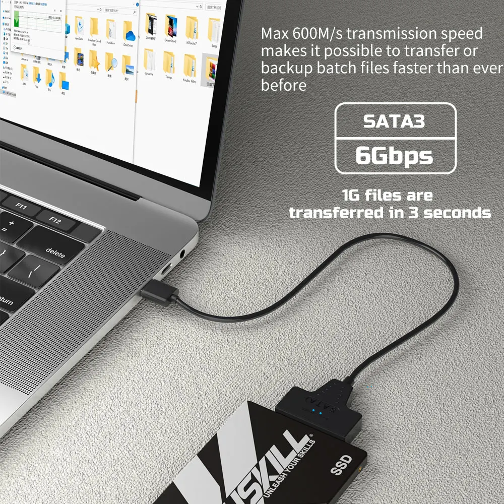 USB 3.0-SATA 케이블, USB-SATA III 드라이버 케이블, 6Gbps 지지대, 2.5 인치 HDD SSD 하드 드라이브, 22 핀 어댑터
