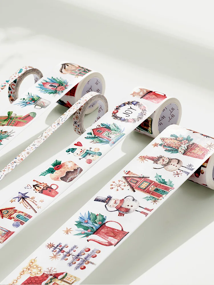 

4 Rolls Set "Sparkling Christmas Night'' Comes with Die-cut Christmas-themed Paper Washi Tape Festive Atmosphere