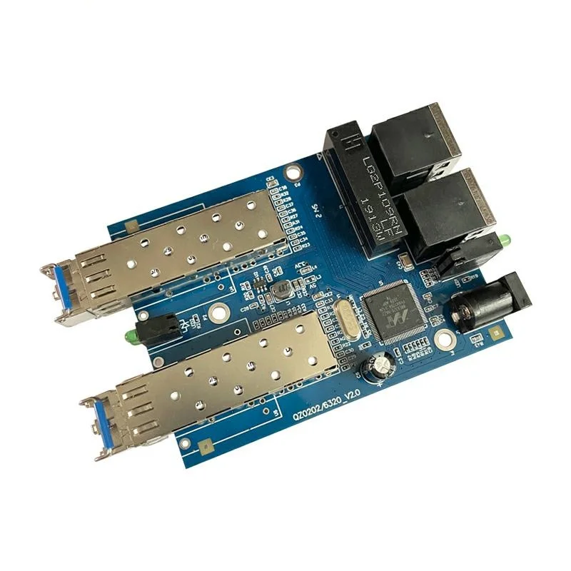 Fiber Optical Switch PCBA Board 2-Port SFP and 2UTP RJ45 Gigabit SFP Media Converter Singlemode/Multimode Fiber Ethernet Switch