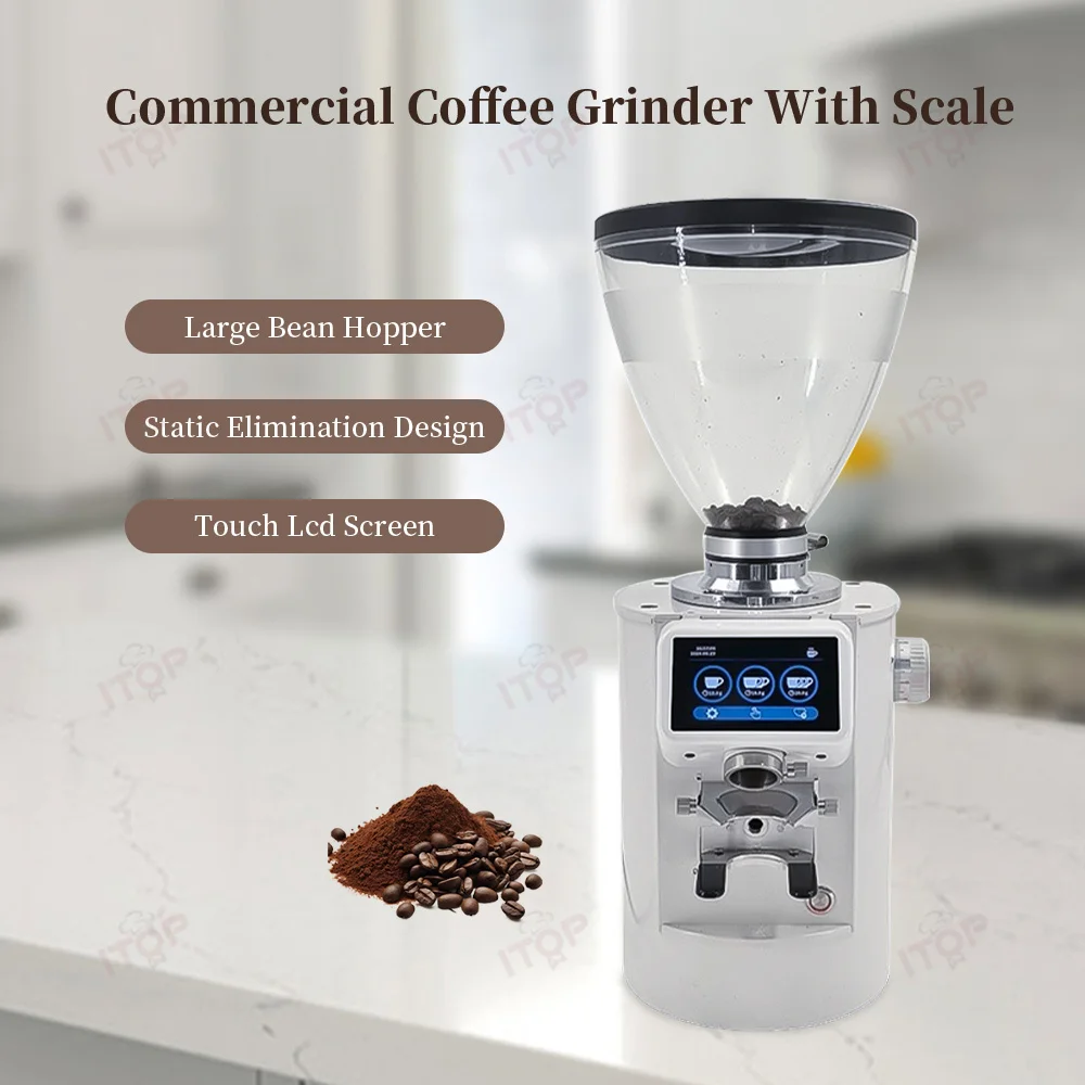 90mm Espresso Coffee Grinder Built-in Weighing Function or Time Quantitative Grind Titanium Flat Burr Coffee Mill Professional
