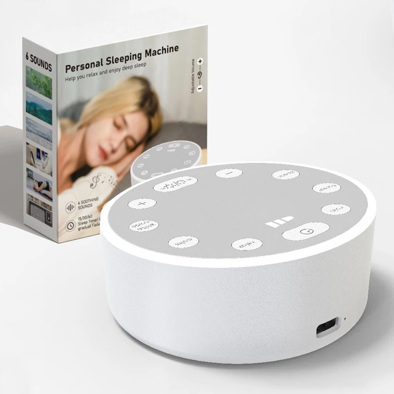 White Noise Machine Portable Baby Sleep Machine Soothing Sounds Sleep Therapy Sound Monitor Generator for Babies Adult Relax