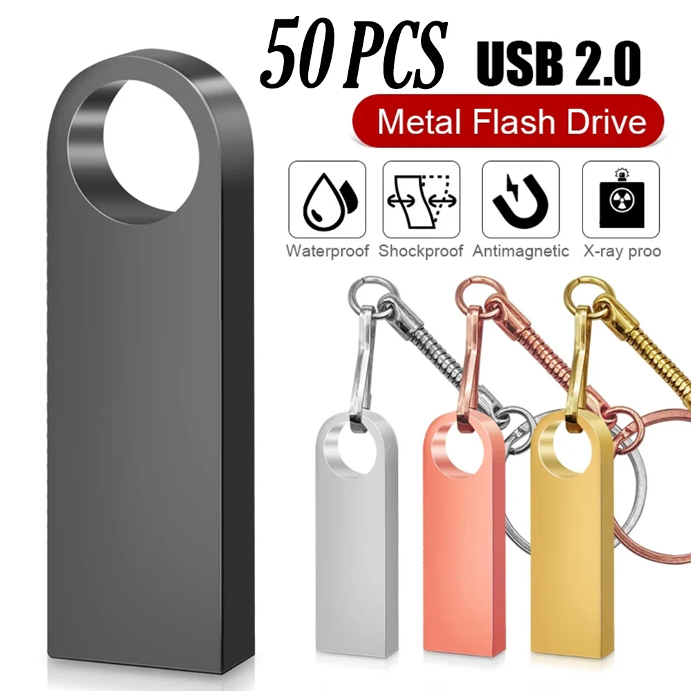 

50PCS/Lot Free Custom Logo Metal USB Flash Drive 2GB Pen Drive 8GB 16GB 32GB USB Stick 2.0 Flash Drive Pendrive 64GB Memoria USB