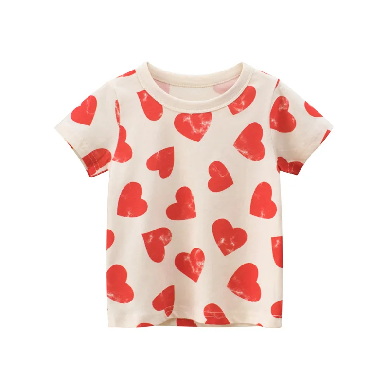 2025 Summer 2-8 Years Kids Girl Shorts Sleeve T-shirts Printed Little Girl Top Baby Girl T Shirts Children Toddler Girl Clothes 3
