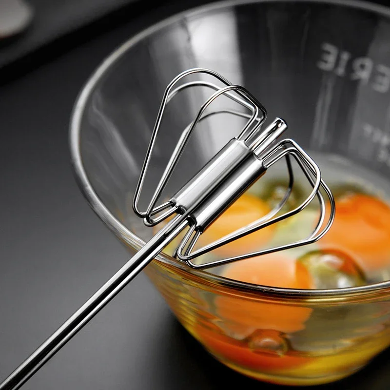 Semi-automatic Egg Beater 304 Stainless Steel Egg Whisk Manual Hand Mixer Self Turning Stirrer Kitchen Accessories Tools egg beater