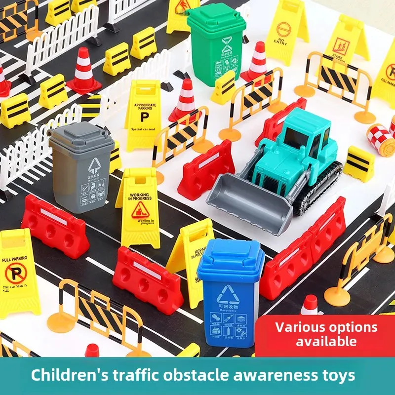 Miniature Model Parking Lot Simulation Cognitive Toys for Children Road Traffic Barrier Props Educational Building Blocks