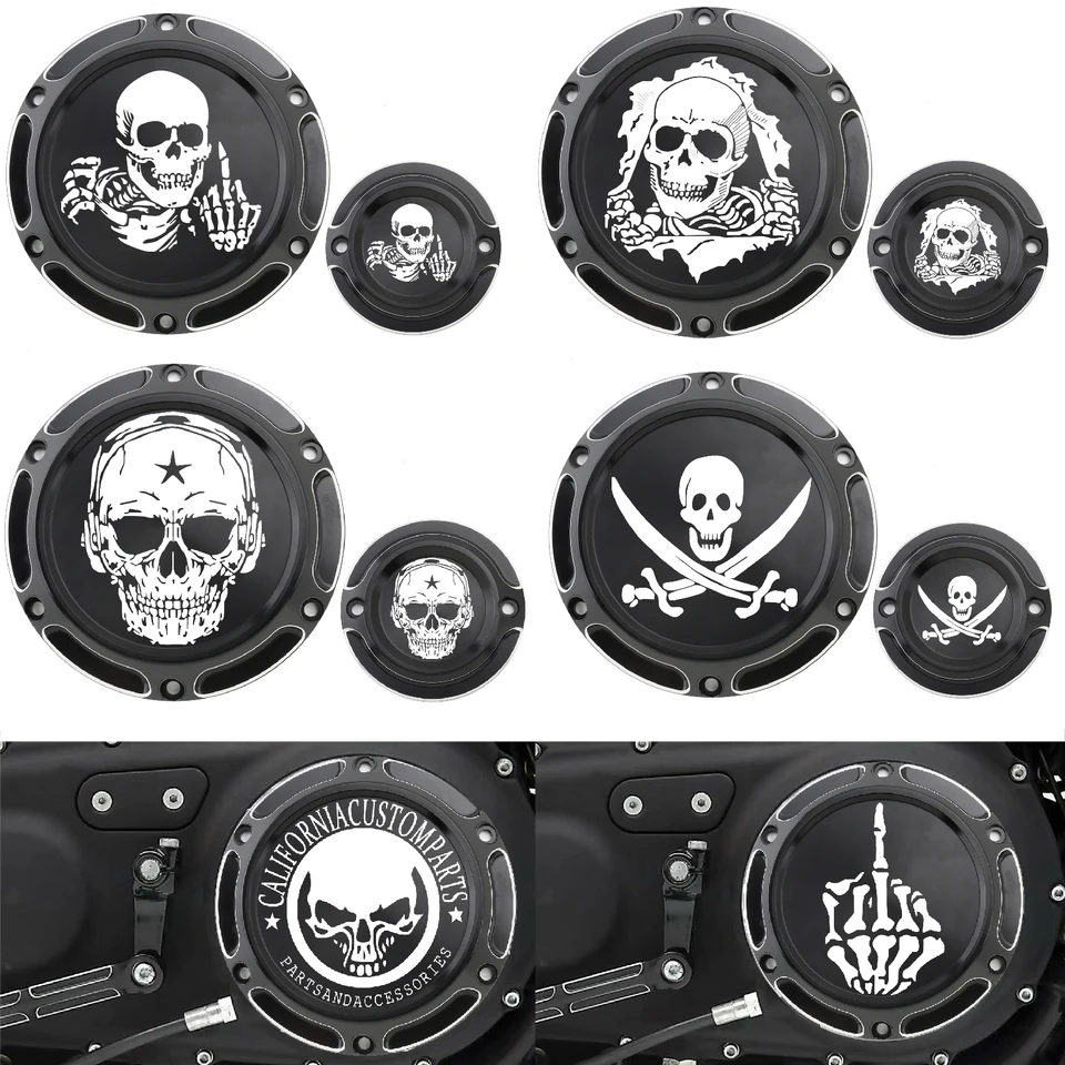 パーツ custom Time Motorcycle 6 Holes Derby Cover Timer Timing Covers Aluminum Black
