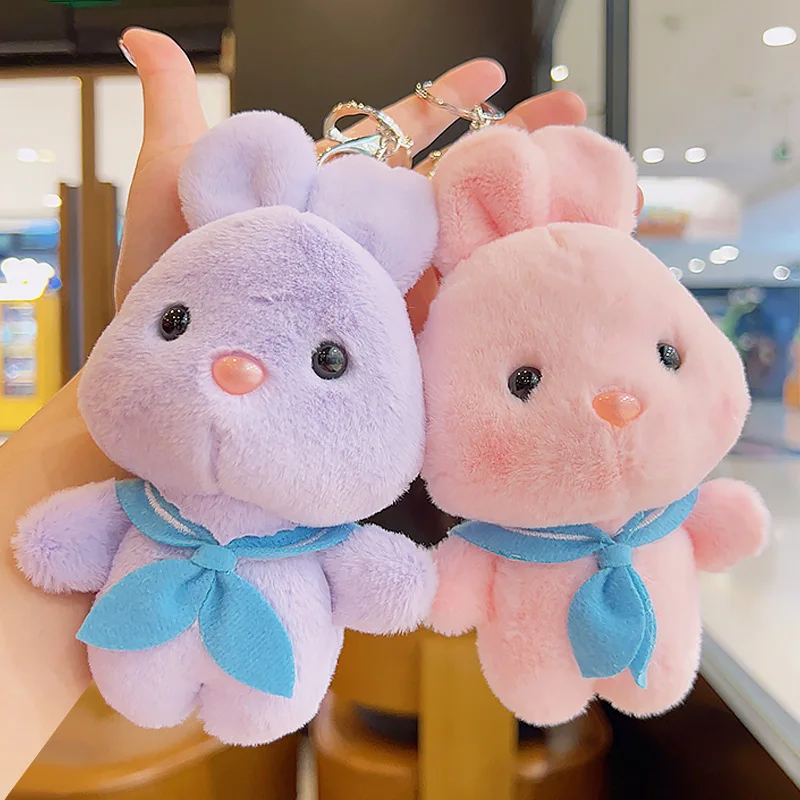 

new Cute Creative modeling scarf bunny Pendant plush keychain lifelike soft doll funny fashione decorate boutique couple gift