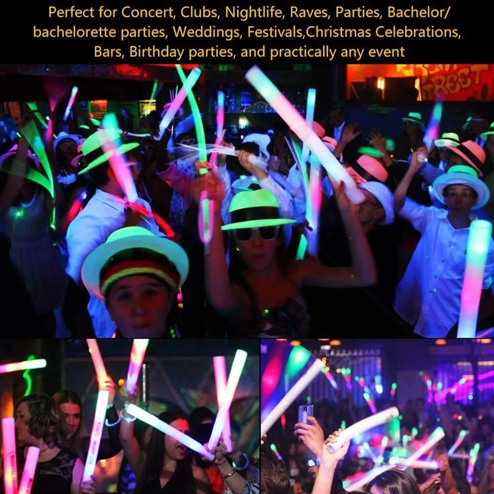 LED Glow Sticks Colorful RGB Glow Foam Stick for Christmas Birthday Wedding in The Dark Party Supplies glow sticks birthday party decorations 10/20/30/40/50/60pcs