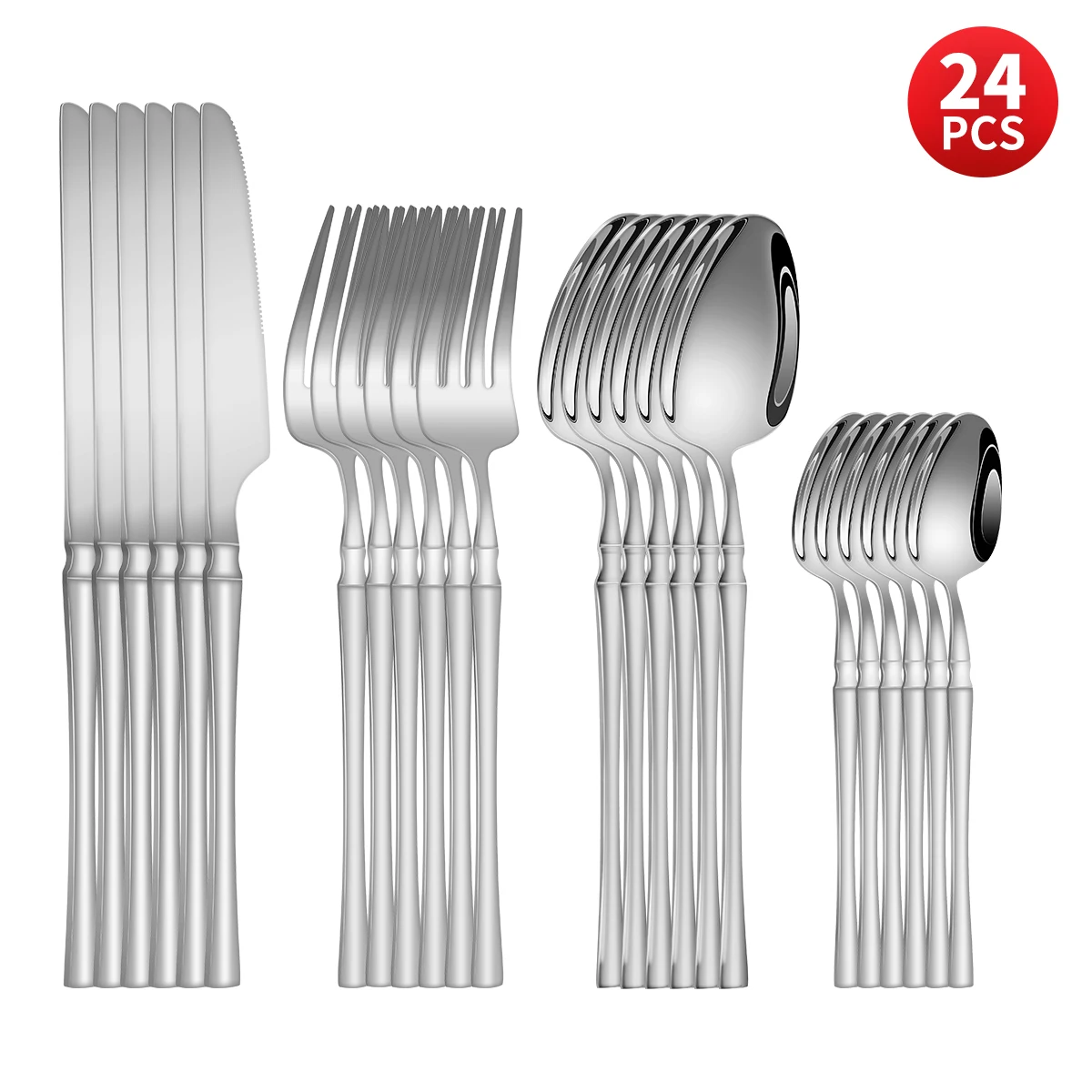 4/6/16/24pcs Silver stainless steel cutlery 1
