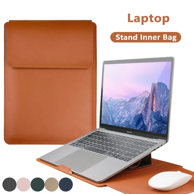 Étui en cuir PU pour ordinateur portable, housse de support, pochette pour hommes et femmes 13 14 15 15.6 16 pouces pour Macbook Air Samsung HP Lenovo 1