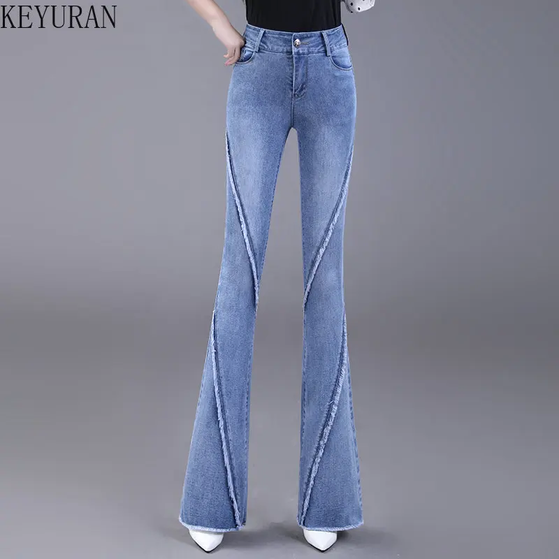 

Women Jeans 2023 Spring New Fashion High Waisted Slim Tassel Denim Flared Pants Boyfriend Jeans for Women Streetwear Trousers