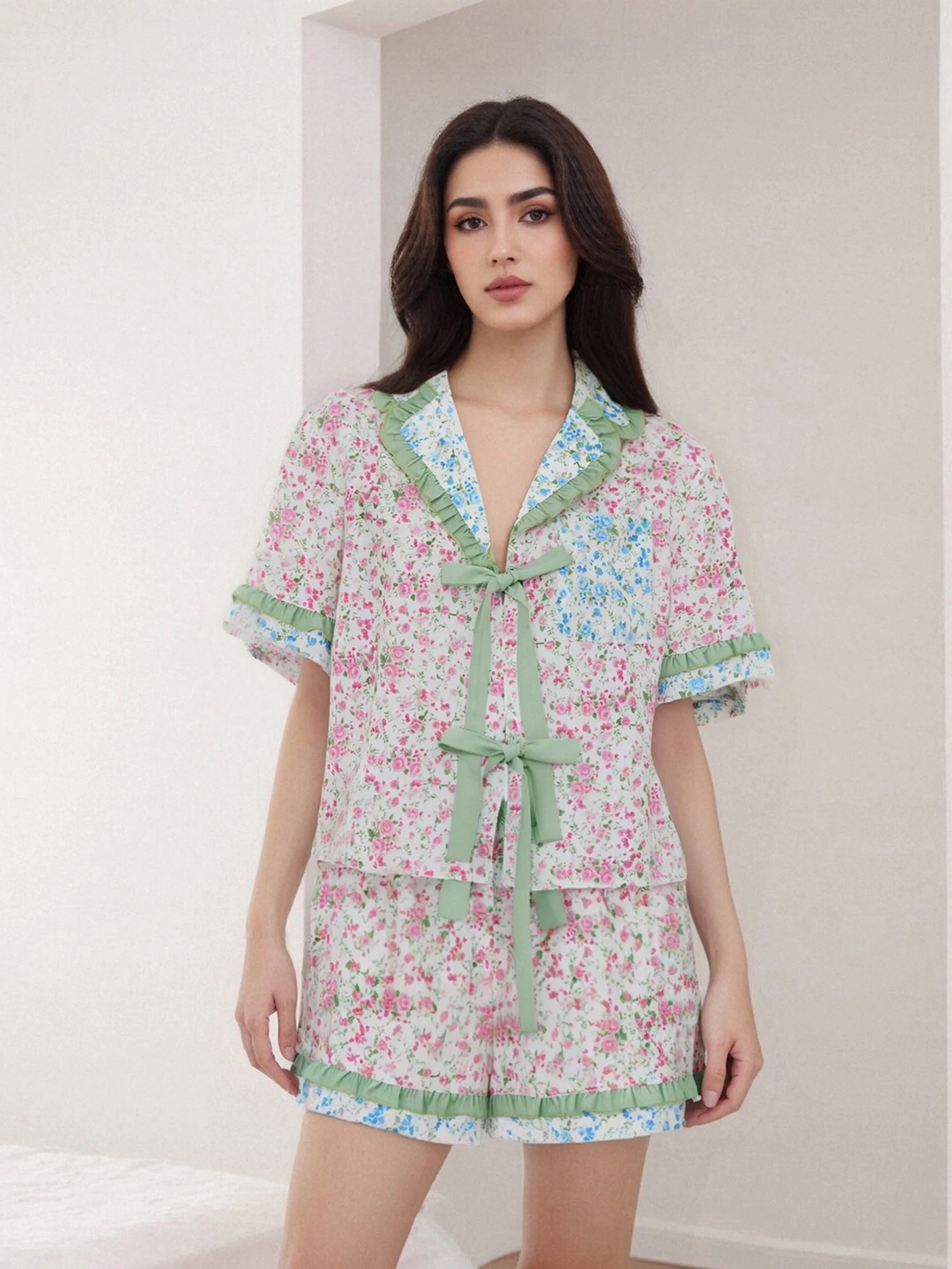 Women s Striped Pajama Set Long Sleeve Button-Up Top with Pants Cozy Sleepwear Lounge Set for Daily Wear