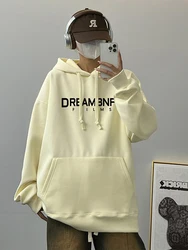 Autumn Vintage Y2K Loose Fit Letter Print Hoodie - XXXL(72.5 - 80KG) (Apricot)