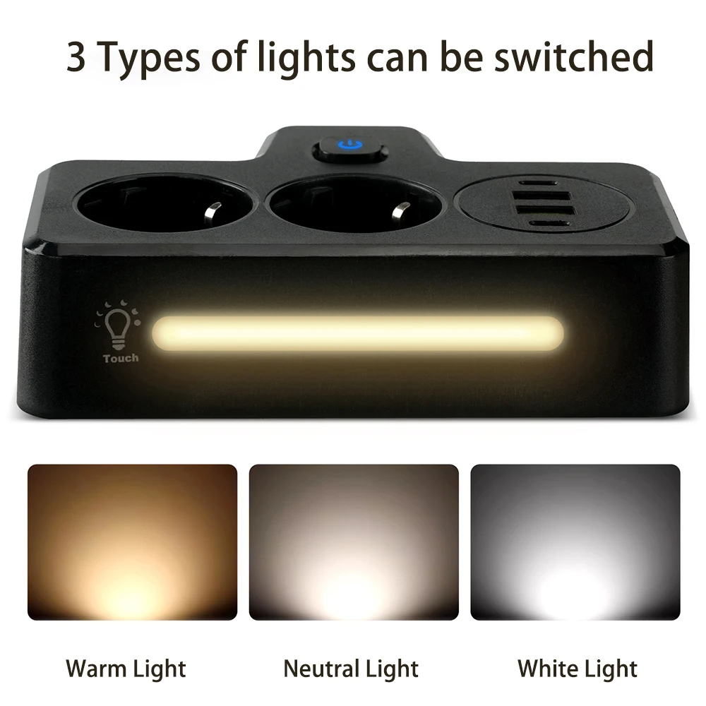 Power Strip 2 Way 2 USB 2Type C USB Multiple Socket Wall Socket Adapter LED Multiple Plug For Office Home Travel
