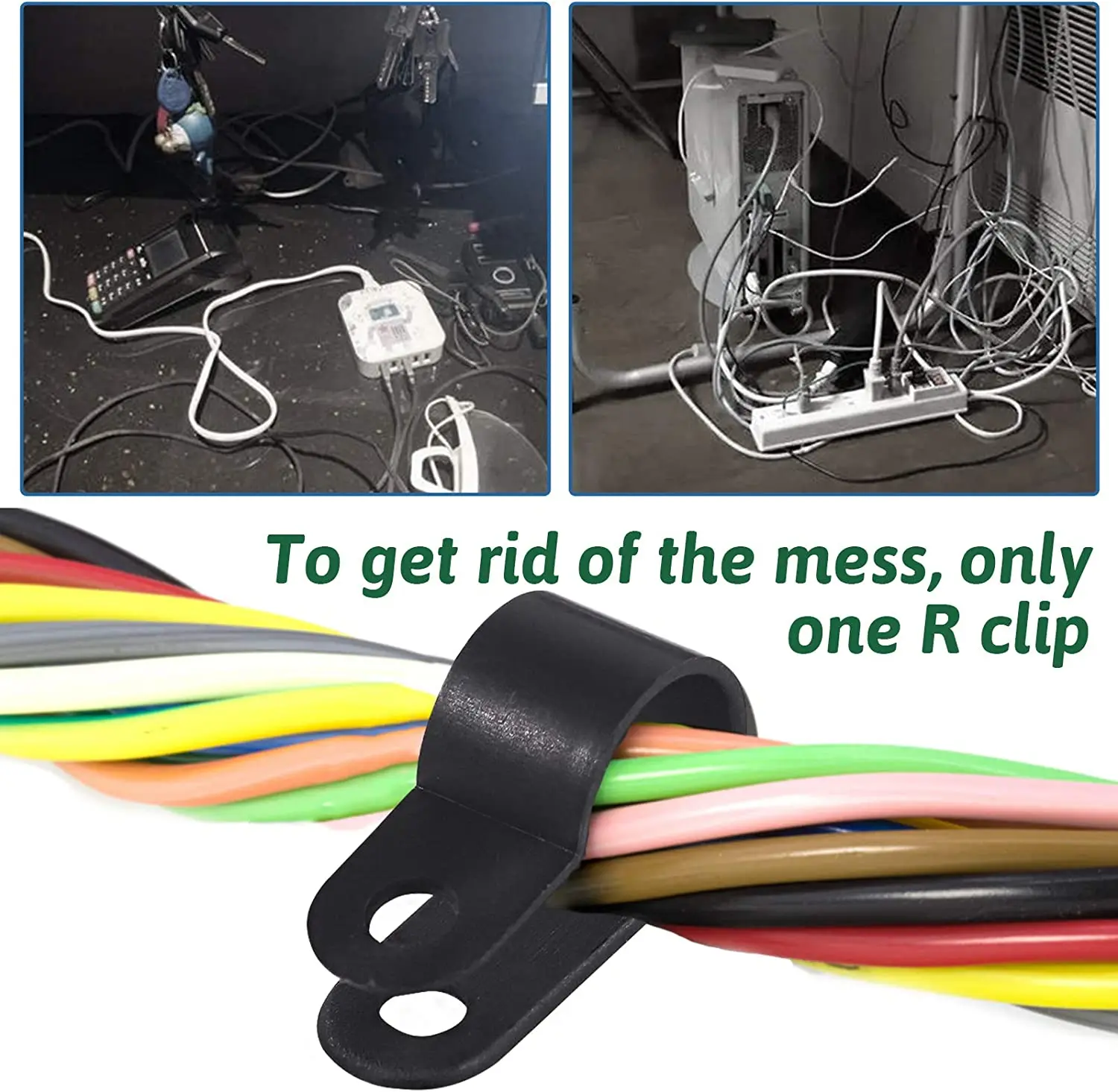 25X ID 5/6.3/8/9.4/12/19/28mm Black Nylon R Shape Cable Clamp Clip with 25 Screws Wire Electrical Hose Loop Fixer Holder cable clip cable clamp