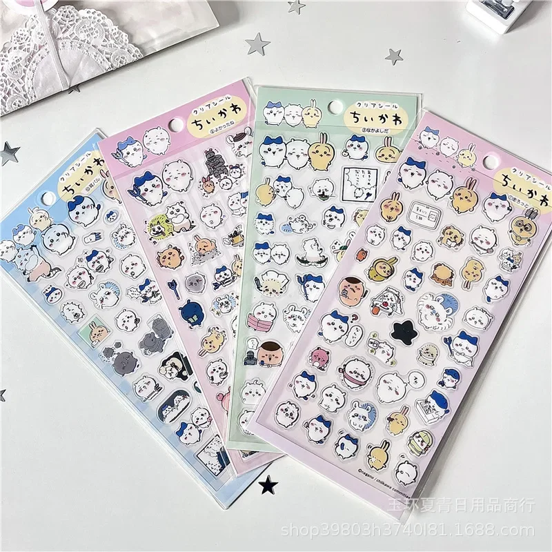 Super Cute Cartoon Stickers Kawaii Notebook Ledger Decoration Stickers Chiikawa Hachiware Usagi Cross Dressing,anime stickers