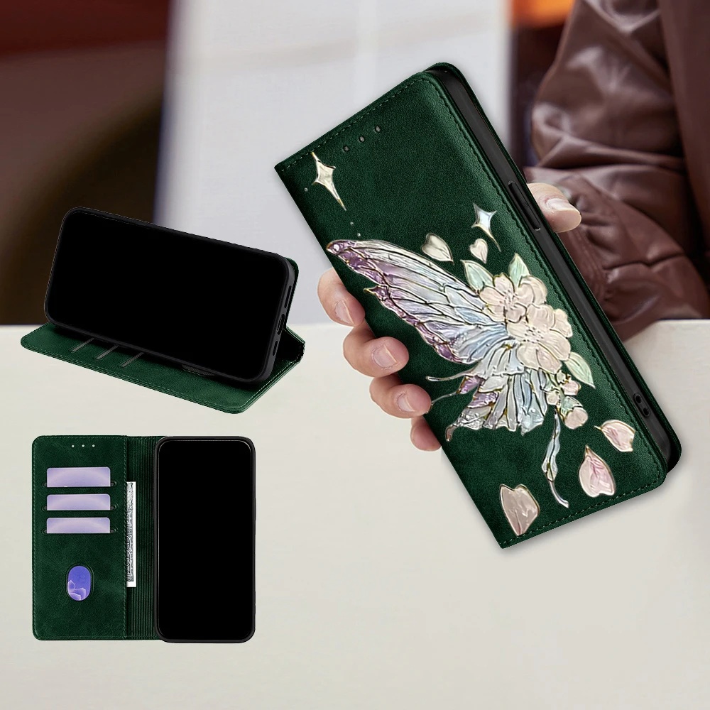 Butterfly Painting Pattern Phone Case with Flip Cover