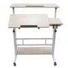 Mobile Stand Up Desk Adjustable Laptop Desk With Wheels Home Office Computer Table-White 2