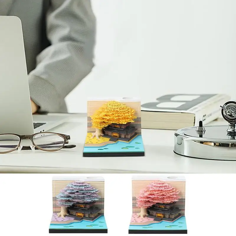 

3D Desk Calendar Memo Pad Beautiful Table Time Piece Memo Pad Calendar Lighting Desktop Decoration for Valentines Day Christmas