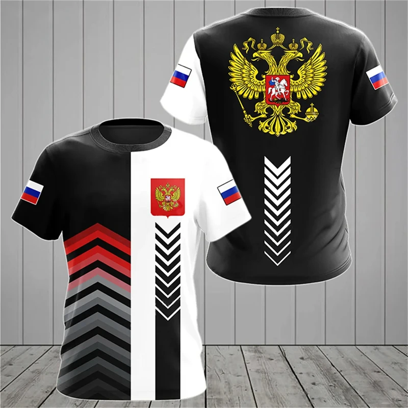 

Russia Men's T-shirts Casual Oversized O-Neck Russian Flag Print Short-sleeved Tops Men Clothing Daily Unisex T-shirt Streetwear