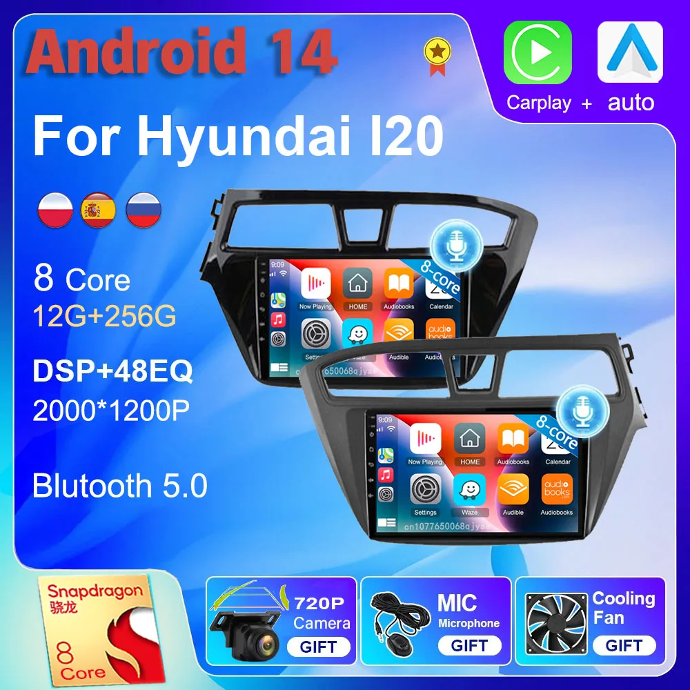 

Android 14 wifi+4G Carplay Car Radio For Hyundai I20 LHD 2015 2016 2017 2018-2 Navigation GPS Video Player Stereo Multimedia DVD