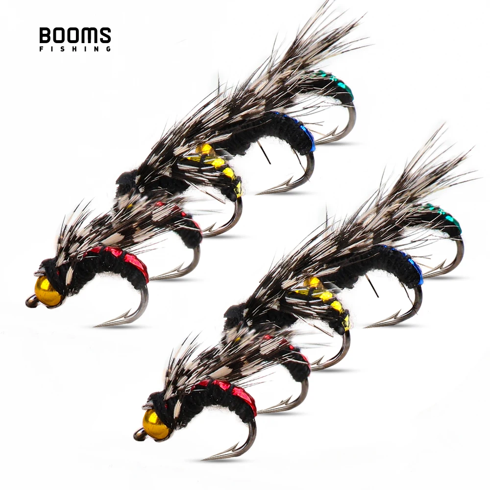 

Booms Fishing FY1 10Pcs Fly Fishing Lure Brass Bead Head Fast Sinking Nymph Scud Fly Bug Worm Trout Artificial Flies Bait Lures