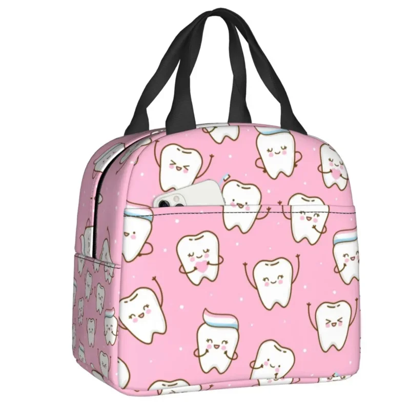 

Dentist Cute Pattern Insulated Bags Men Women Tooth Medical Resuable Cooler Thermal Food Lunch Box for Kids School