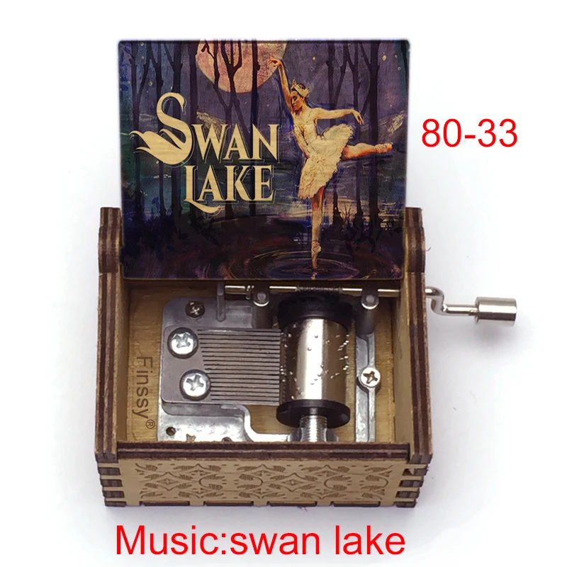 Antique Swan Lake Music Box 18 Note Ballet Dancer Color Print Wood Kids Toy Home Office Decor Birthday Christmas New Year's Gift 6
