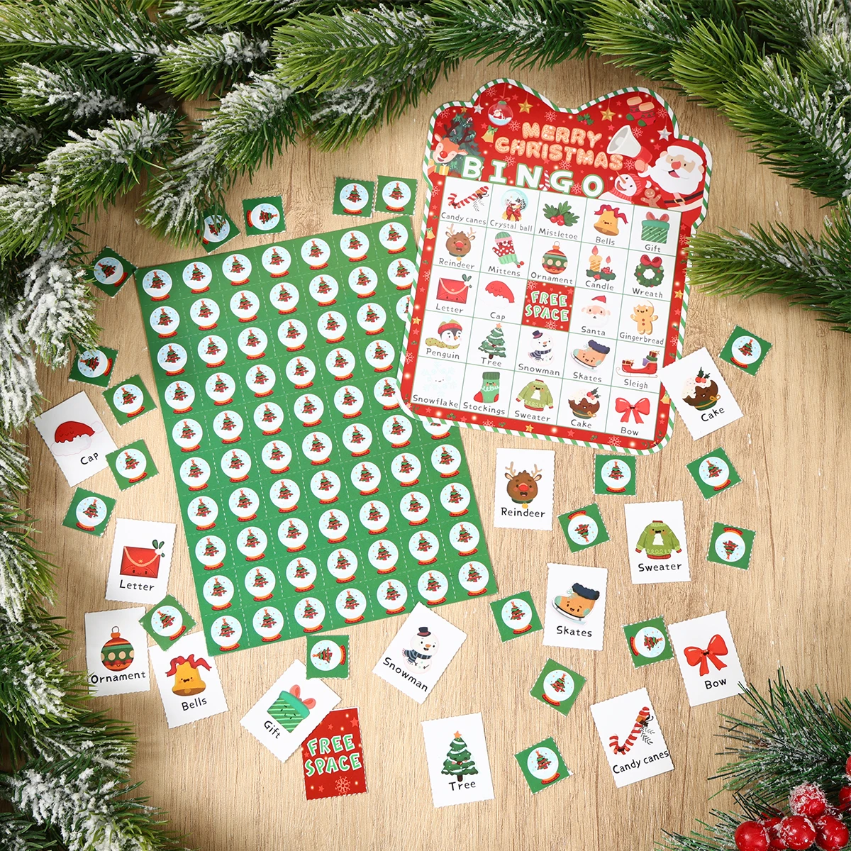 Christmas Cartoon Bingo Game Cards