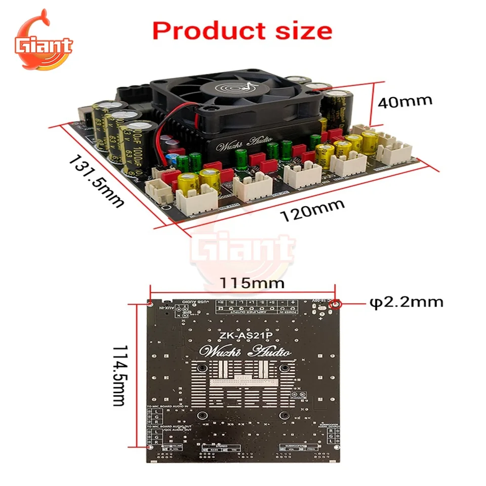 AS2100 基盤 ZK-AS21P 2.1 Channel Power Audio Stereo Amplifier Board Bass AMP