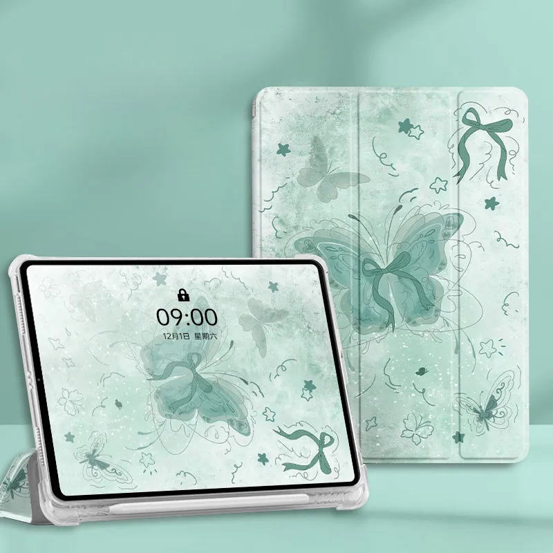 Butterfly Green Light Shadow Protective iPad Case