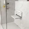 Folding Shower Bench Stainless Steel Frame Wall Mounted Shower Chair Home Space-saving Design Easy Installation Steady and Safe 4