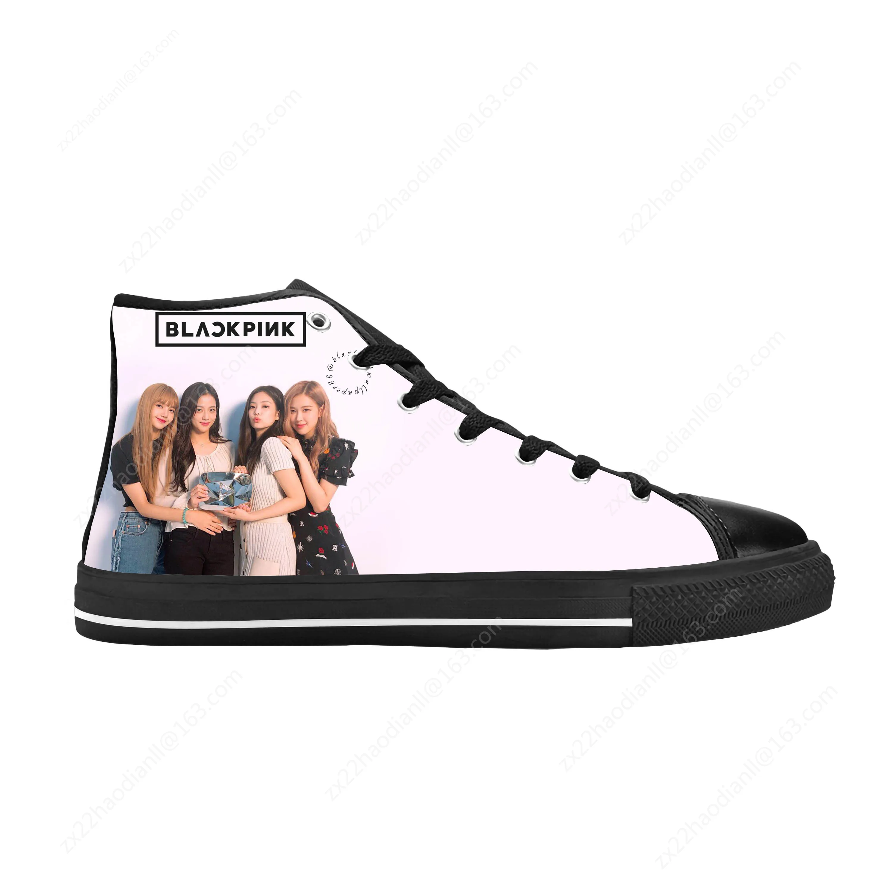 Hot Pink Pop Singer Band Rock Music Fashion Black Casual Cloth Shoes High Top Comfortable Breathable 3D Print Men Women Sneakers