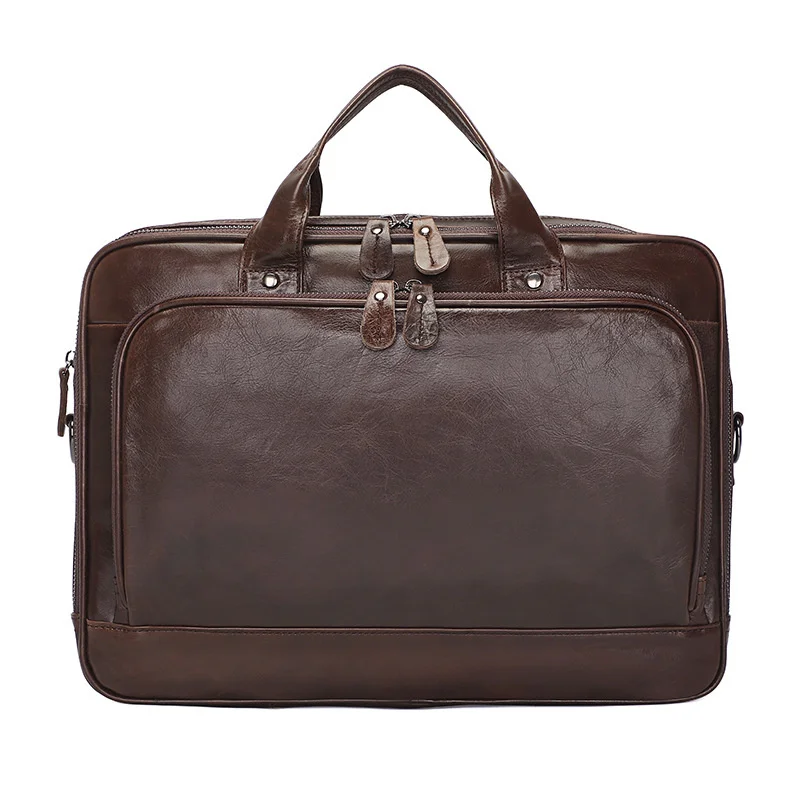 

leather men's briefcase cowhide business bag file bag handbag large capacity computer bag