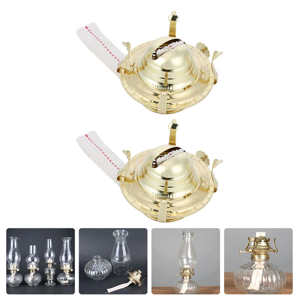 2 Sets Wick Kerosene Lamp Accessories Mason Jar Paraffin Oil Aluminum Alloy DIY Burner