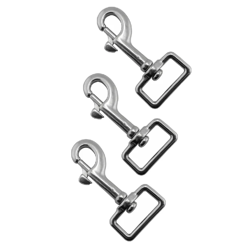 3PCS 304 Stainless Steel Single Ended Square Eye Swivel Bolt Snap Hook Diving Clip Marine Pet Outdoor Rigging Hardware 10 30 100 pieces new rainbow trigger snap hook metal swivel clasp lobster claws swivel hooks hardware hook clasp