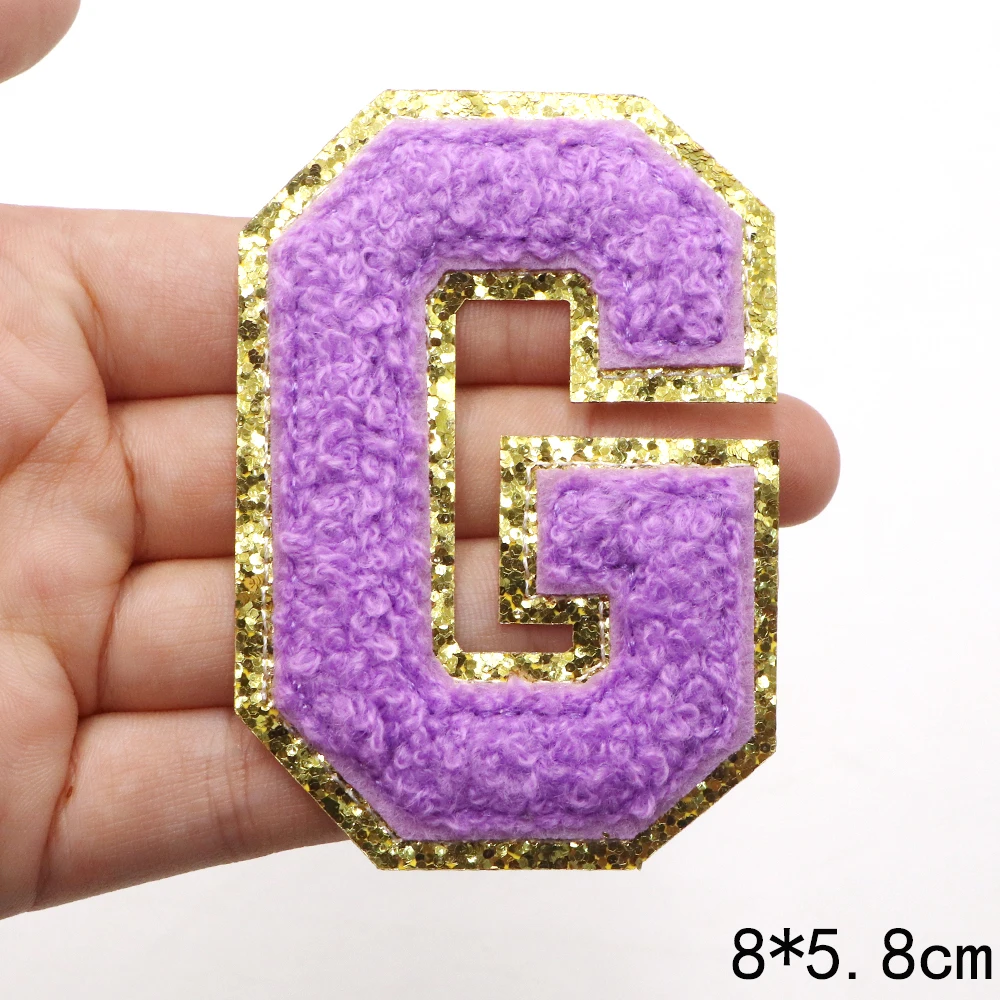 1 Stück 80 mm lila A-Z Englisch Chenille bestickter Aufnäher zum Aufbügeln für Kleidung, Taschen, DIY-Namensschild, Alphabet-Patches, Dekoration – Detail 10